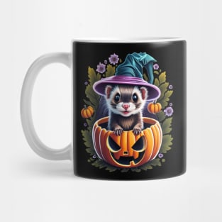 Halloween ferret pumpkin Mug